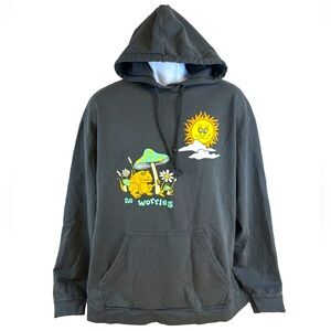 PACSUN FANCLUB "Good Daze" Graphic Hoodie Mens Size XL Mushrooms Frog Flowers